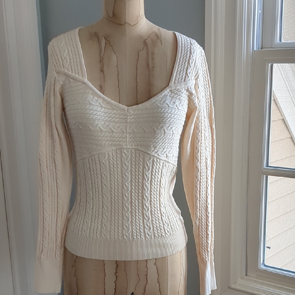 Heartloom Open One K Cable Knit Cream Sweater